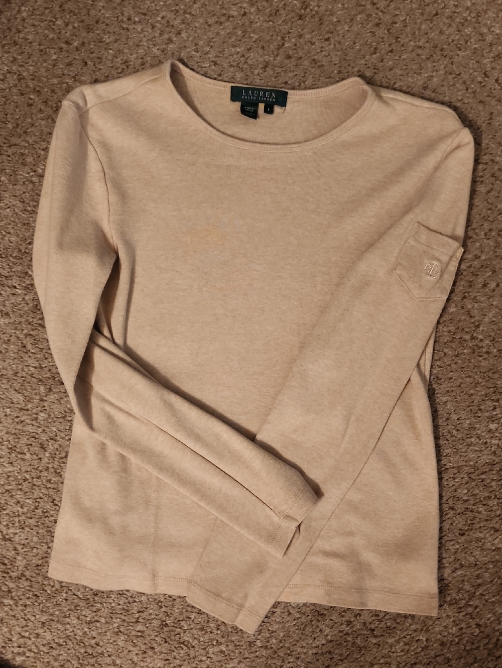 Lauren Ralph Lauren Tan Crewneck Long-Sleeve Tee